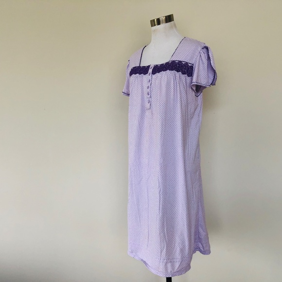 Nightgown Pullover Purple Polka Dot Short Sleeves CELESTIAL DREAMS - Picture 8 of 11